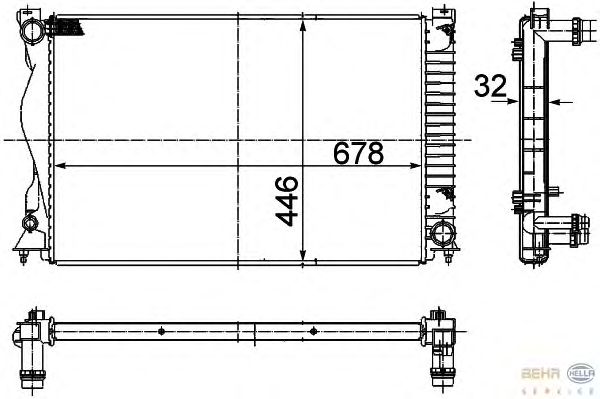Радиатор, охлаждение двигателя HELLA 8MK 376 749-441