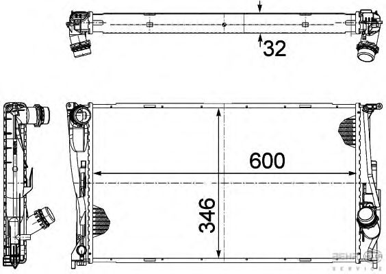 Радиатор, охлаждение двигателя HELLA 8MK 376 754-001