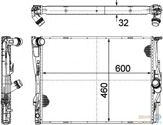 Радиатор, охлаждение двигателя HELLA 8MK 376 754-061