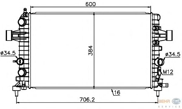 Радиатор, охлаждение двигателя HELLA 8MK 376 754-081
