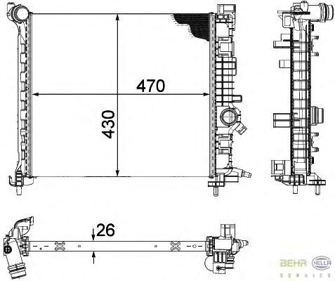 Радиатор, охлаждение двигателя HELLA 8MK 376 756-461