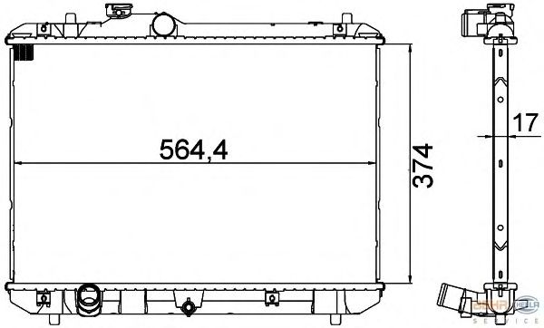Радиатор, охлаждение двигателя HELLA 8MK 376 756-531