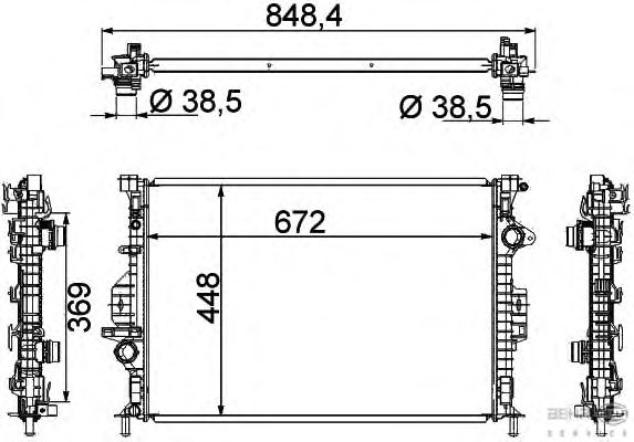 Радиатор, охлаждение двигателя HELLA 8MK 376 787-121