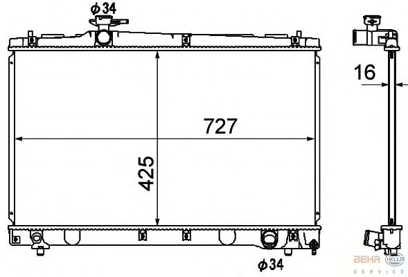 Радиатор, охлаждение двигателя HELLA 8MK 376 790-171