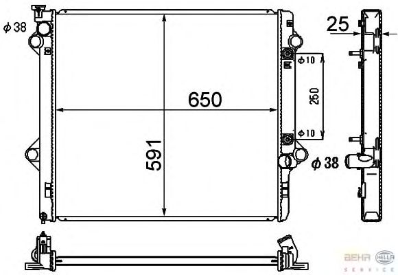 Радиатор, охлаждение двигателя HELLA 8MK 376 790-191