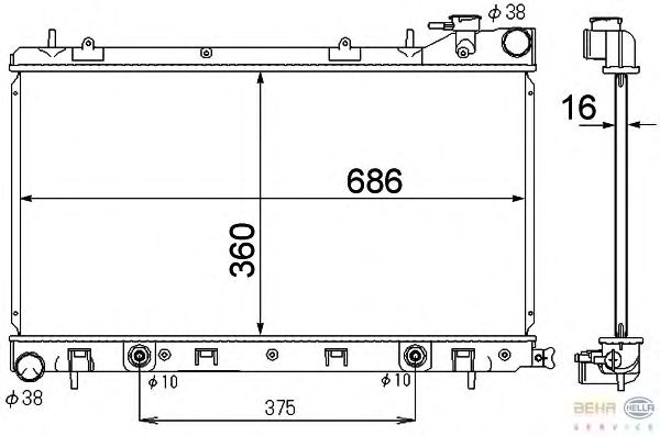 Радиатор, охлаждение двигателя HELLA 8MK 376 790-271