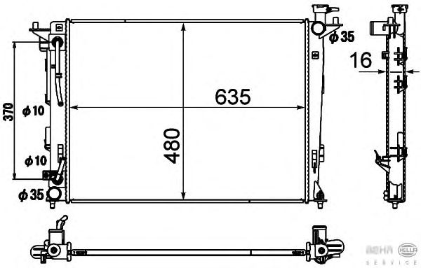 Радиатор, охлаждение двигателя HELLA 8MK 376 790-431