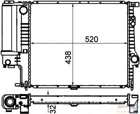 Радиатор, охлаждение двигателя HELLA 8MK 376 888-134 BEHR HELLA SERVICE Version ALTERNATIVE