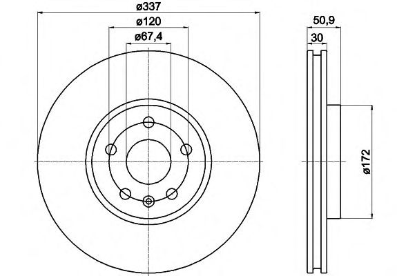 Тормозной диск HELLA 8DD 355 116-051 PRO