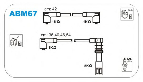 Комплект высоковольтных проводов JANMOR ABM67