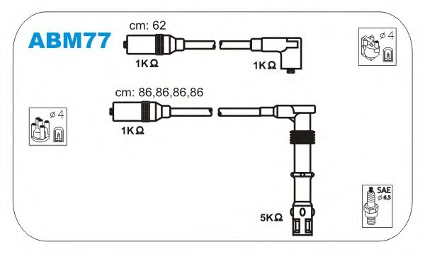 Комплект высоковольтных проводов JANMOR ABM77