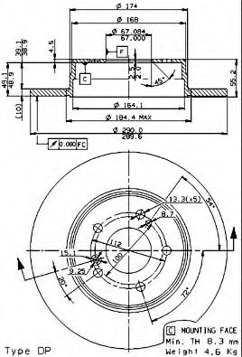 Тормозной диск BREMBO 08.7211.21