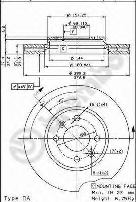 Тормозной диск BREMBO 09.5221.10