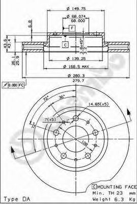 Тормозной диск BREMBO 09.5568.24