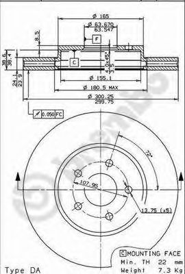 Тормозной диск BREMBO 09.8665.11