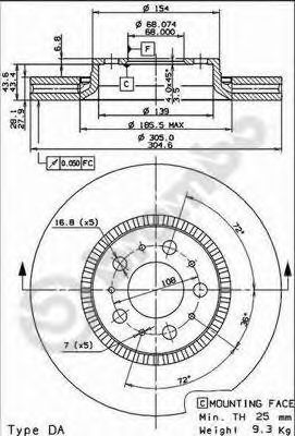 Тормозной диск BREMBO 09.9130.11