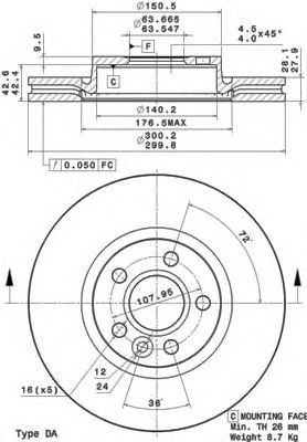 Тормозной диск BREMBO 09.A427.11