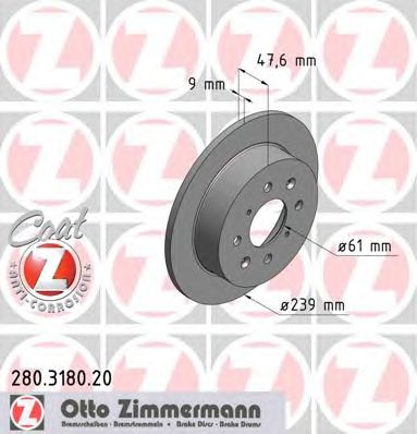 Гальмівний диск ZIMMERMANN 280.3180.20