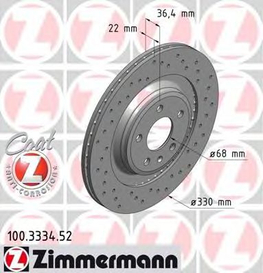 Гальмівний диск ZIMMERMANN 100.3334.52