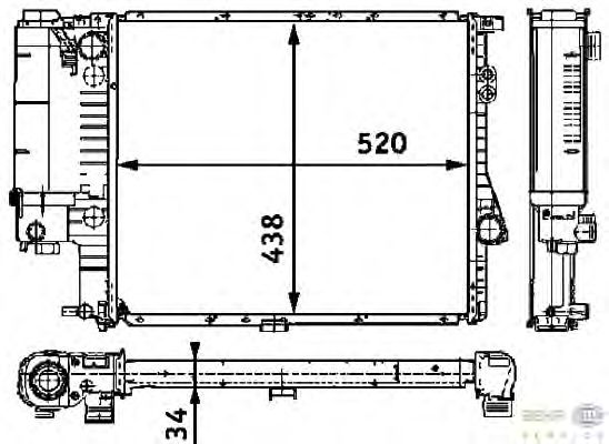 Радиатор, охлаждение двигателя BEHR HELLA SERVICE 8MK 376 711-244
