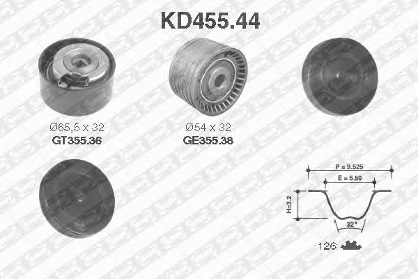 Комплект ремня ГРМ SNR KD455.44