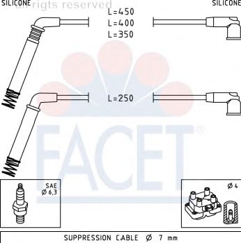 Комплект высоковольтных проводов FACET 4.7208