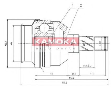 Комплект ШРУСов KAMOKA 8009