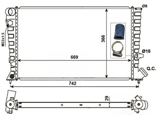 Радиатор, охлаждение двигателя NRF 58101