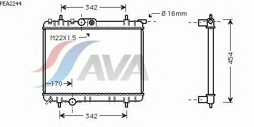 Радиатор, охлаждение двигателя AVA QUALITY COOLING PEA2244