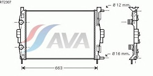 Радиатор, охлаждение двигателя AVA QUALITY COOLING RT2307