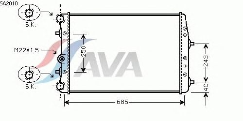 Радиатор, охлаждение двигателя AVA QUALITY COOLING SA2010