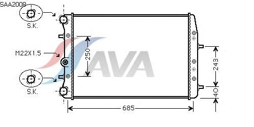 Радиатор, охлаждение двигателя AVA QUALITY COOLING SAA2008