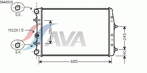 Радиатор, охлаждение двигателя AVA QUALITY COOLING SAA2010