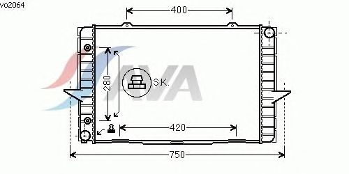 Радиатор, охлаждение двигателя AVA QUALITY COOLING VO2064