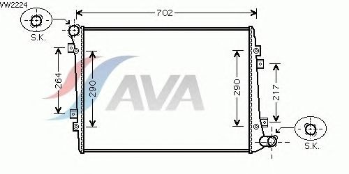 Радиатор, охлаждение двигателя AVA QUALITY COOLING VW2224