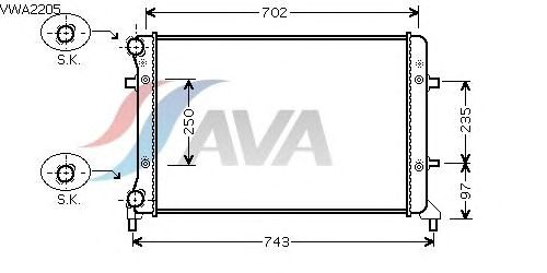 Радиатор, охлаждение двигателя AVA QUALITY COOLING VWA2205