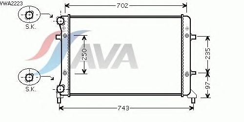 Радиатор, охлаждение двигателя AVA QUALITY COOLING VWA2223