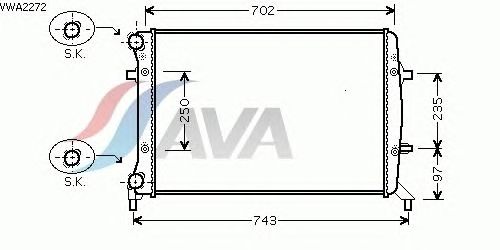 Радиатор, охлаждение двигателя AVA QUALITY COOLING VWA2272
