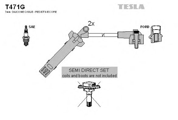 Комплект високовольтних проводів TESLA T471G
