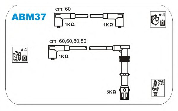 Комплект високовольтних проводів JANMOR ABM37