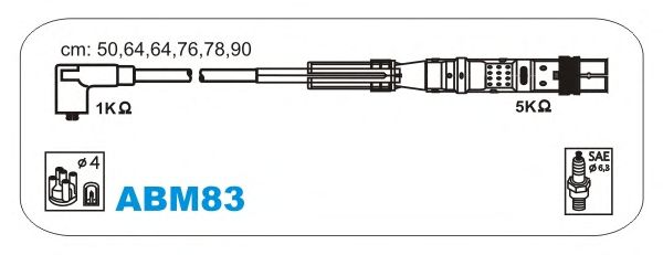 Комплект высоковольтных проводов JANMOR ABM83