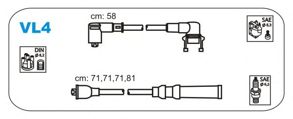 Комплект высоковольтных проводов JANMOR VL4