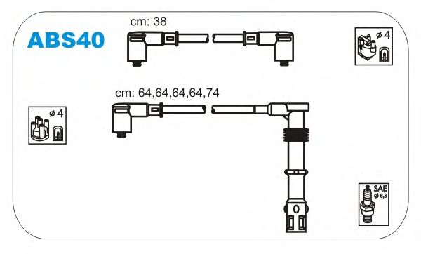 Комплект высоковольтных проводов JANMOR ABS40
