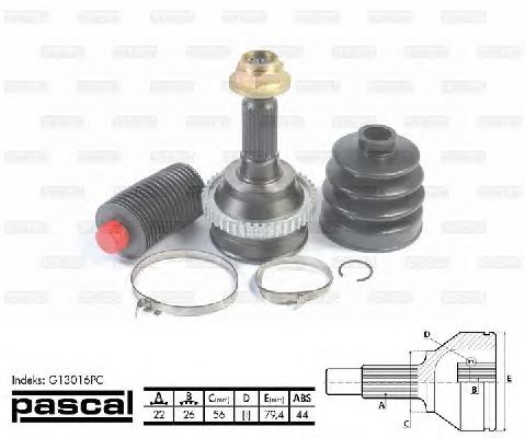 Комплект ШРУСов PASCAL G13016PC