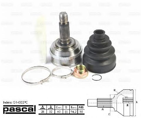 Комплект ШРУСов PASCAL G14032PC