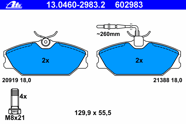 Тормозные колодки ATE 13.0460-2983.2