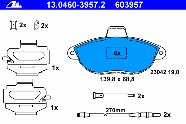 Тормозные колодки ATE 13.0460-3957.2
