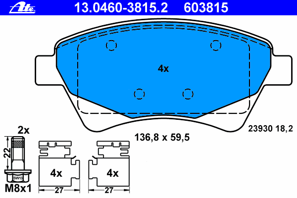 Тормозные колодки ATE 13.0460-3815.2