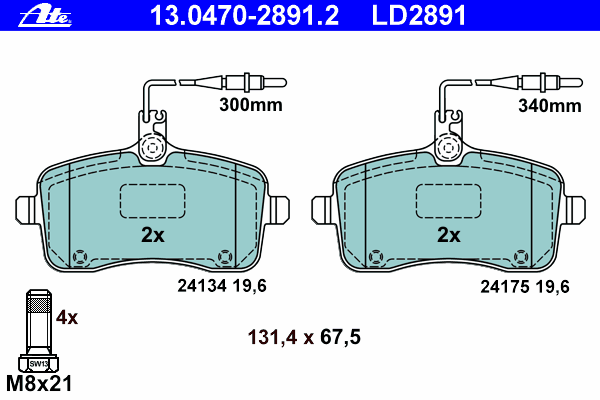Тормозные колодки ATE 13.0470-2891.2 ATE Ceramic