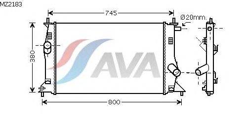 Радиатор, охлаждение двигателя AVA QUALITY COOLING MZ2183